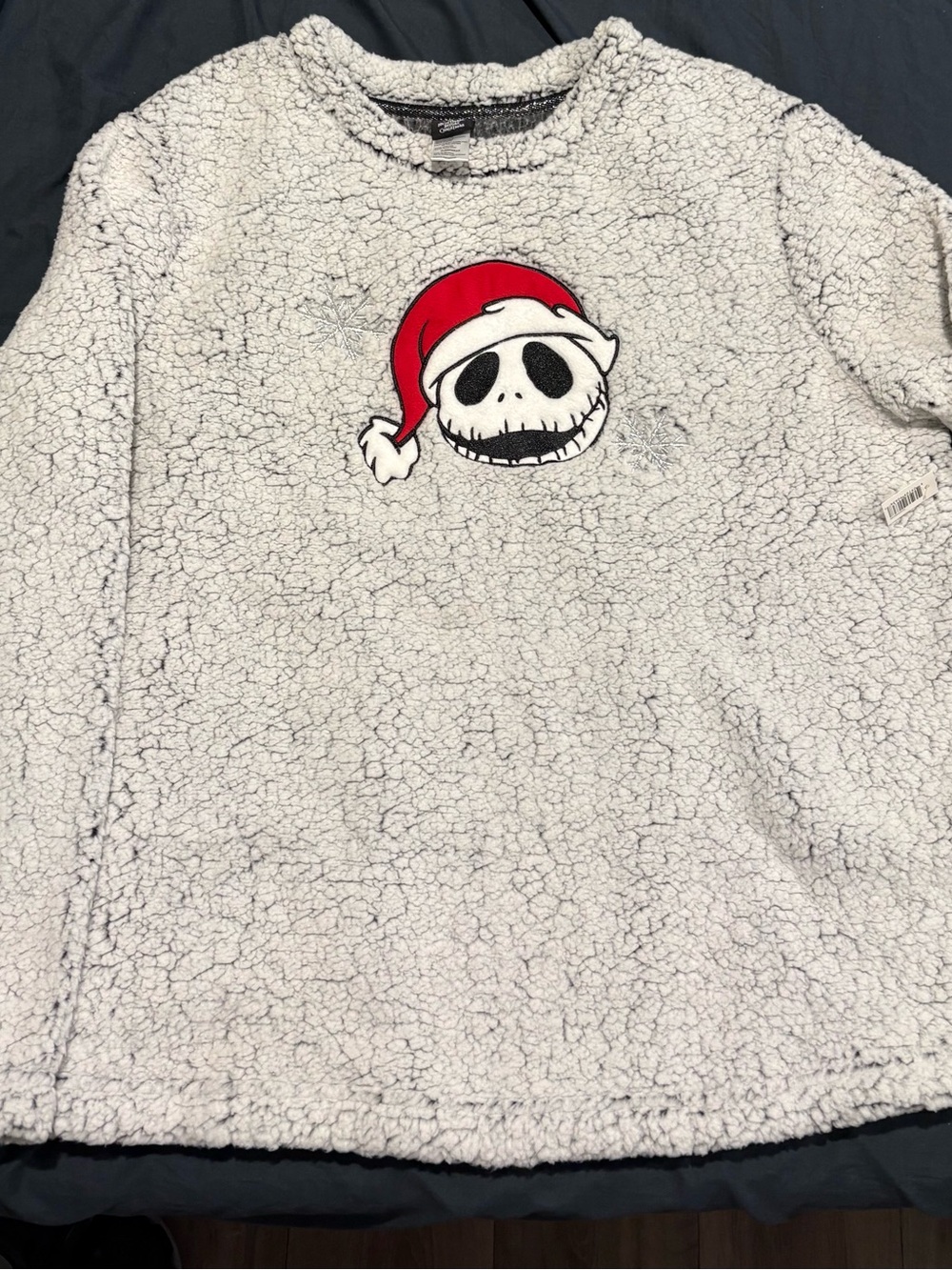 Kids White Sherpa Hoodie with Festive Skull Patch